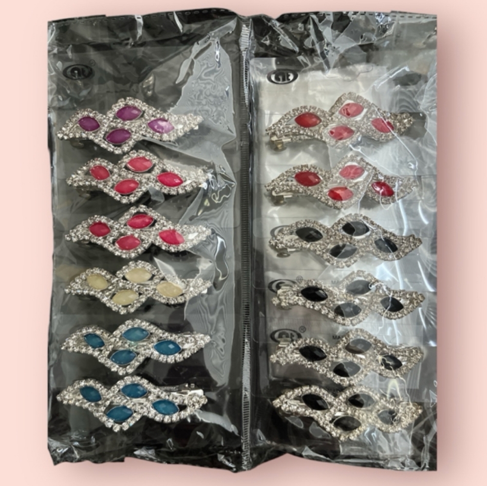 🥳 7/$10 CLEARANCE PRICE❣️ Crystal Hair Barrettes Various Colors